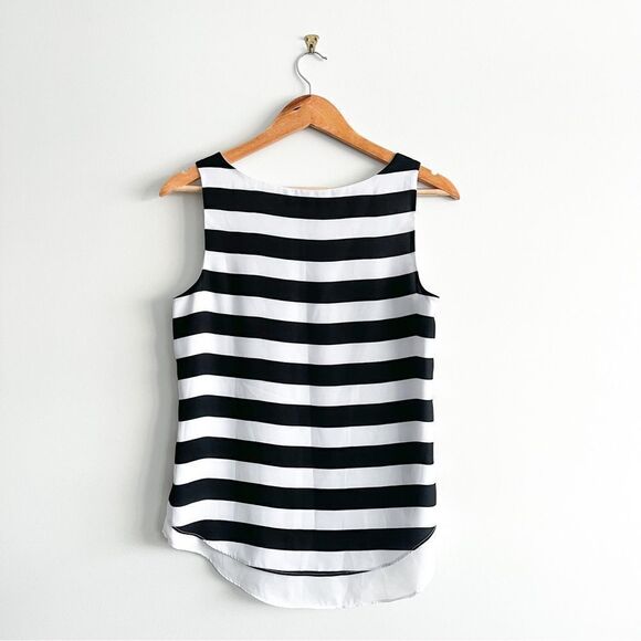 Zac & Rachel Sleeveless Blouse Striped Black White Tank Women's S Pullover - Picture 2 of 6